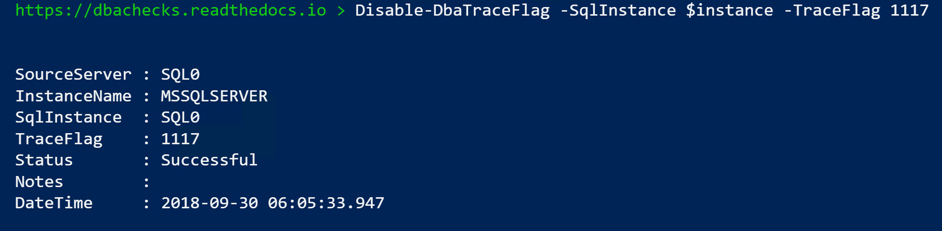 disable trace flag