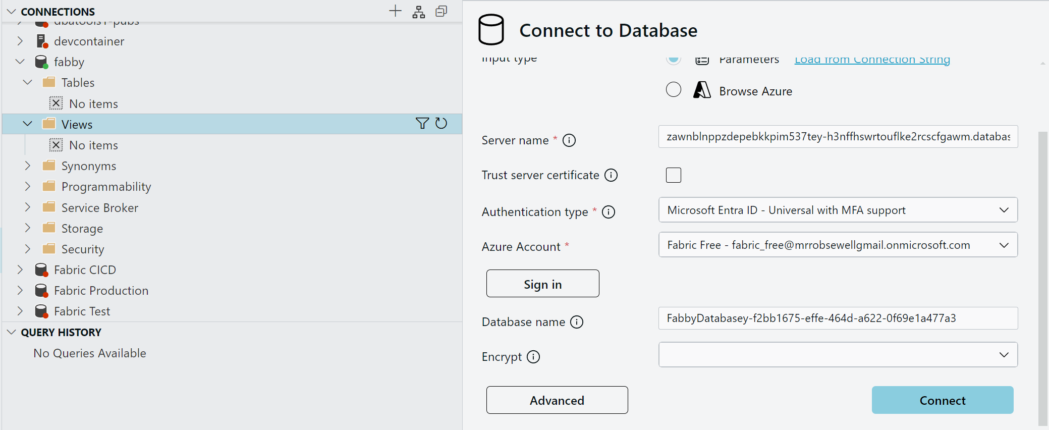 SQL Database Connection in VS Code