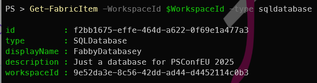 List of Fabric SQL Databases in a Workspace