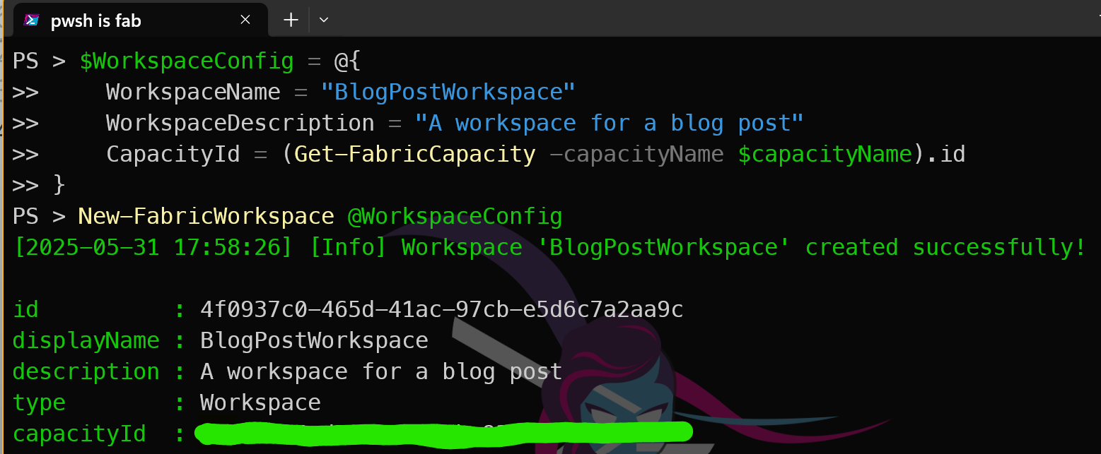 New-FabricWorkspace